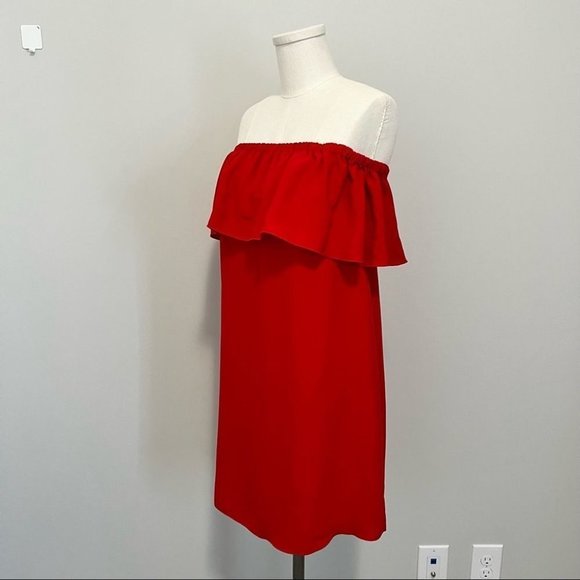 Aritzia Wilfred Neufchâtel Off Shoulder Ruffle Dress Red Mini Dress - Picture 11 of 16